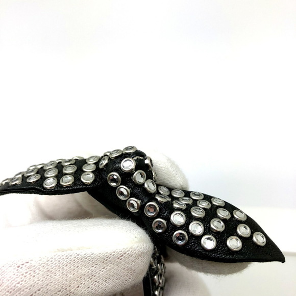 YVES SAINT LAURENT Leather Bracelet Rhinestone Ribbon Motif Women's Accessories - Picture 8 of 8